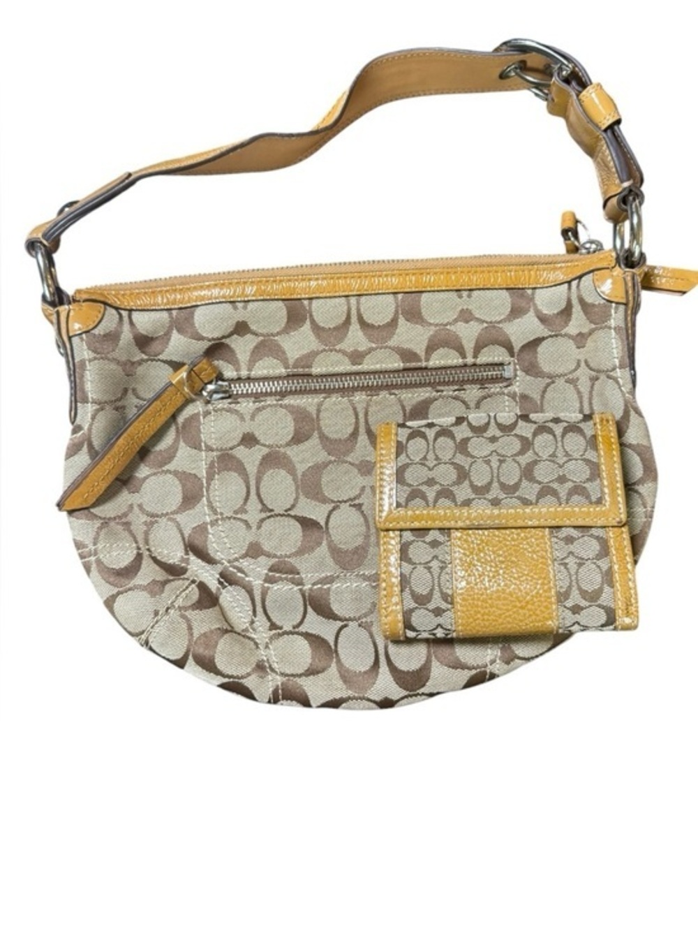 Y2K Coach Signature C Hobo Bag & Matching Wallet Set Khaki Tan Brown - Picture 1 of 13